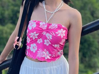 SHEIN Hot pink floral summer sleeveless top