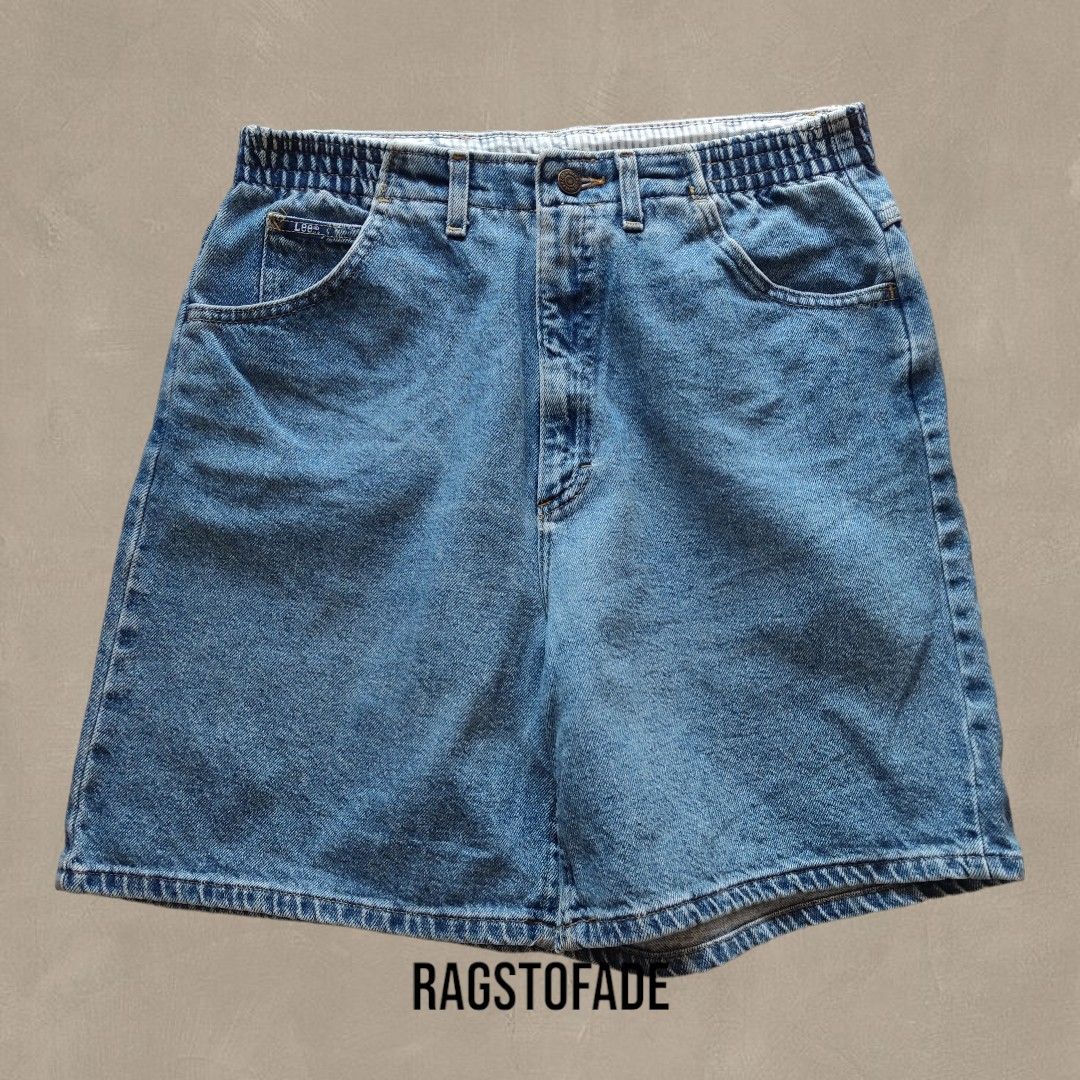Size 34 Vintage 90s Lee Denim Shorts Garterized Y2k Jorts Wide Leg Balloon Loose Light Wash Blue Jeans Women s Fashion Bottoms Shorts on Carousell