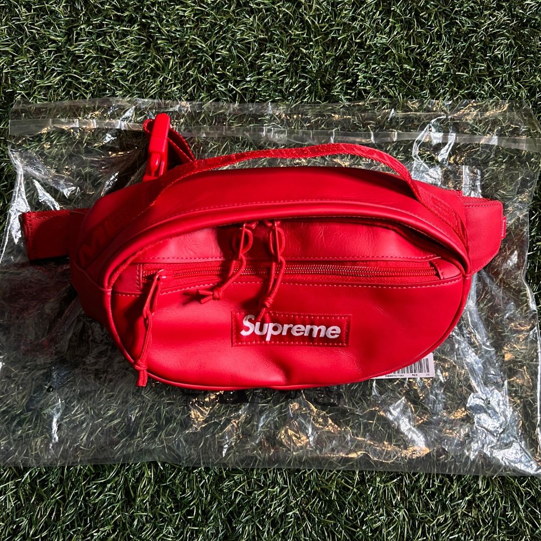Supreme leather red waist bag FW 23 New York