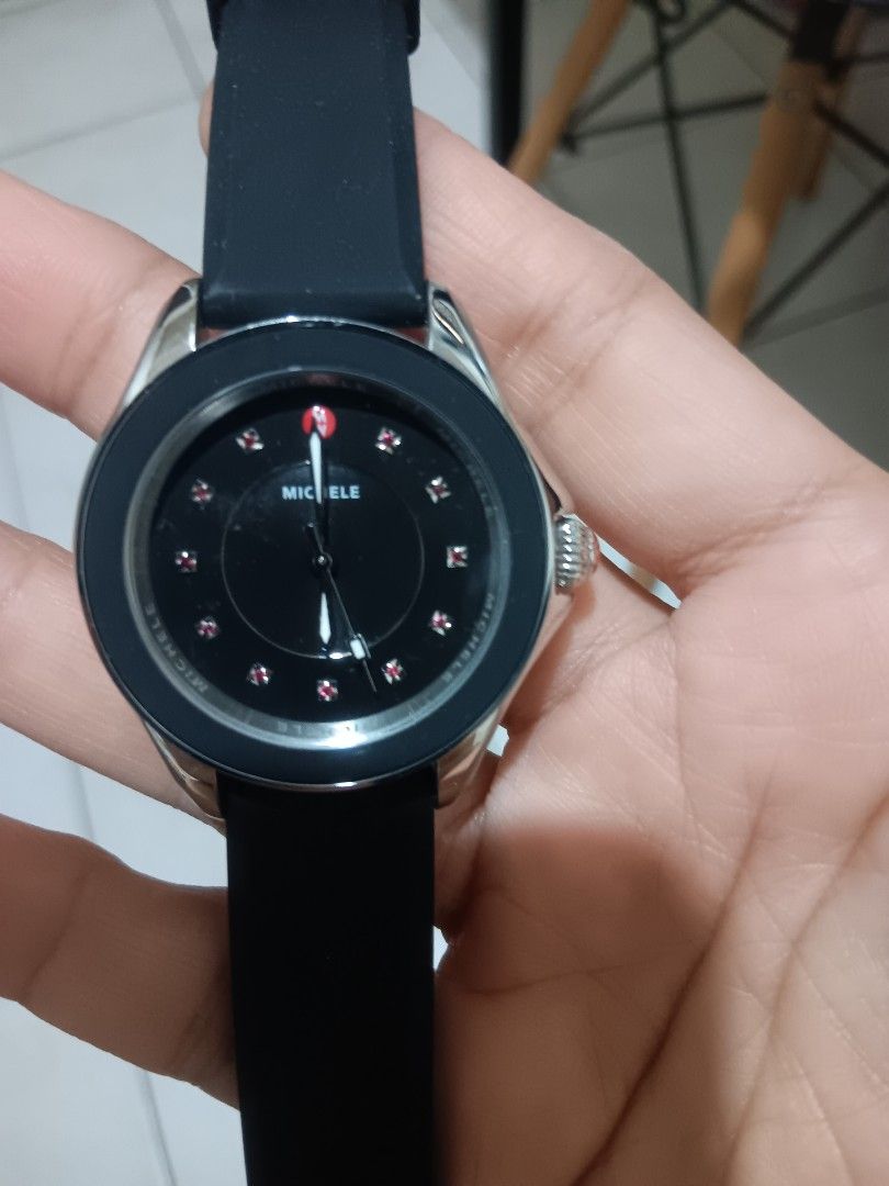 Women' s watch (Category: Women's Watches) located in Manila. Submitted by nette1207 (Listing ID 1305841238, Image 2). Description: Michele Authentic Swiss cape Topaz Chronograph Unisex Watch. Silicon strap . Almost p20k bnew. came in USA.