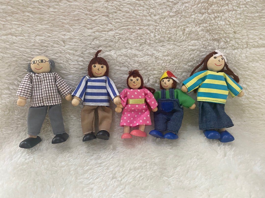 Wooden Doll House Family Set of 5 Mini Figures for Pretend Play Hobbies Toys Toys Games on Carousell