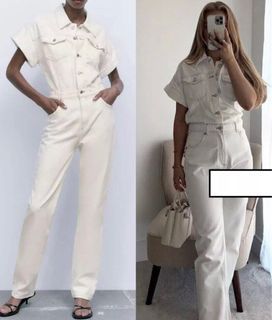 Zara jumpsuit white denim