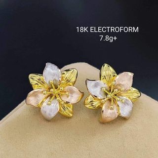 18k Electroform Flower Earrings