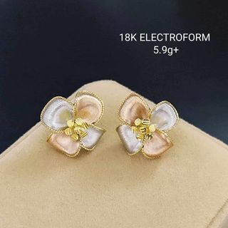 18k Electroforming Flower Earrings
