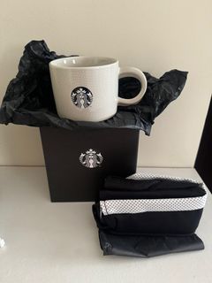 2024 Starbucks Warm Gray Mug and Polka Tote bag