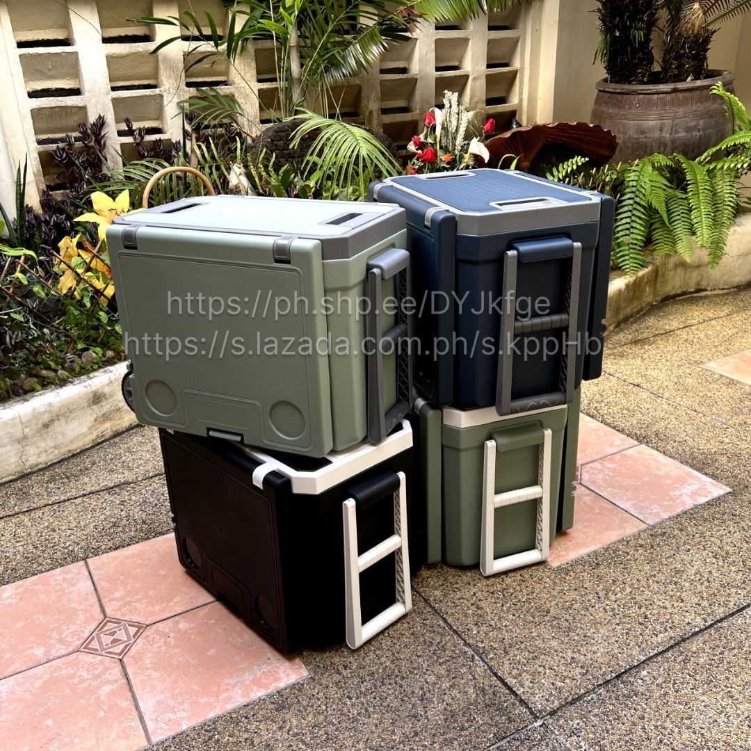 32L Cooler Ice Box Wheels with Table & Chairs [BLACK-WHITE], Furniture ...