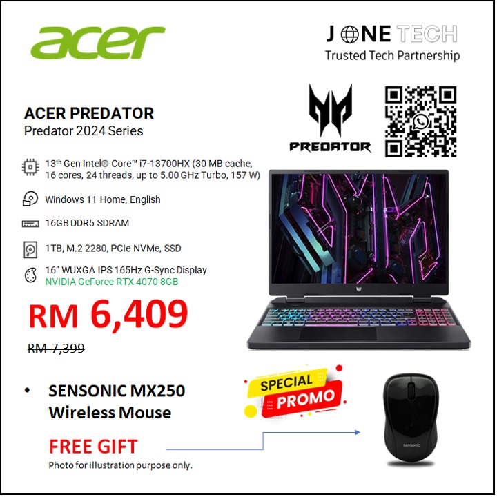 ACER PREDATOR HELIOS NEO [2024] 16" WQXGA 165Hz GSYNC GAMING LAPTOP