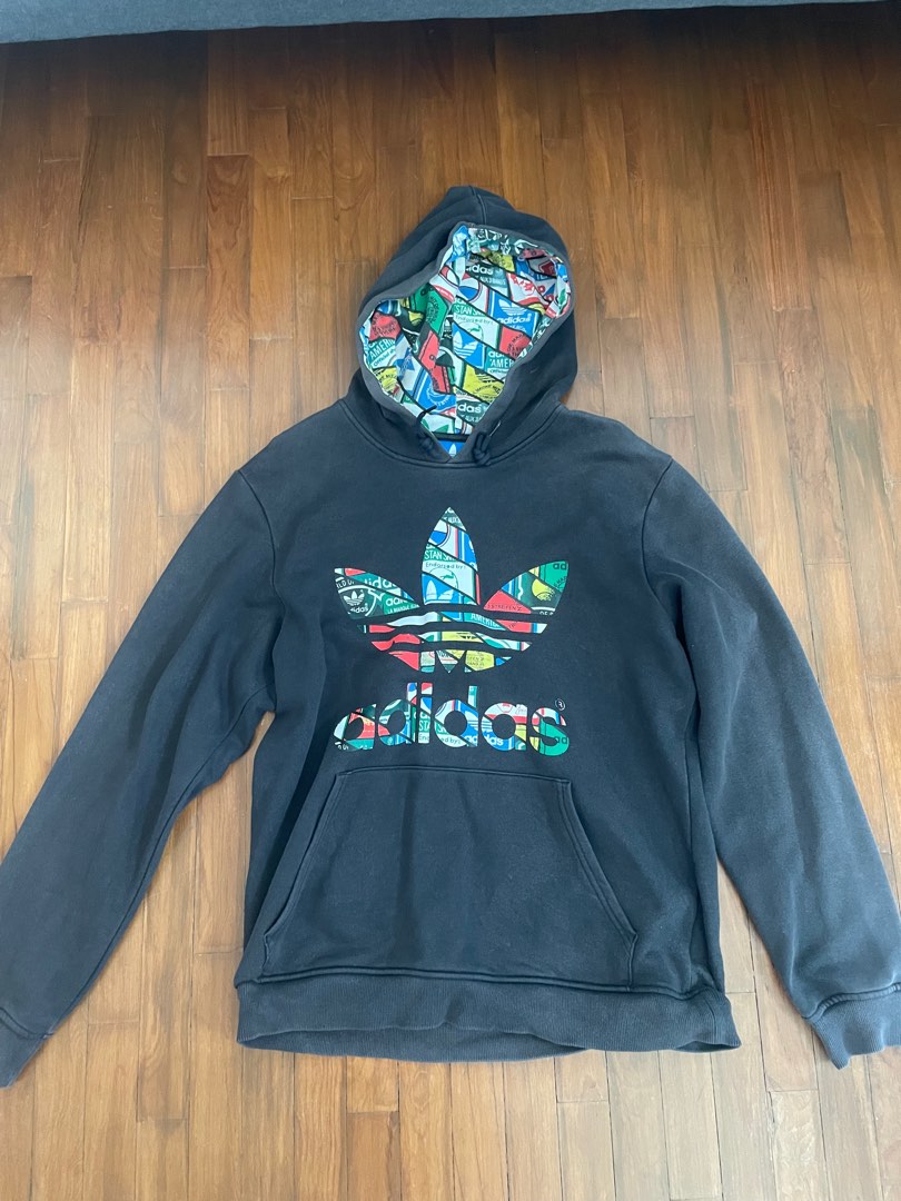 Adidas hoodie with logo on sleeves on sale