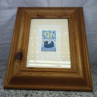AL191 Home Decor 6.5"x8.5" Stone Craft Boat in Wooden picture frame from UK for 280