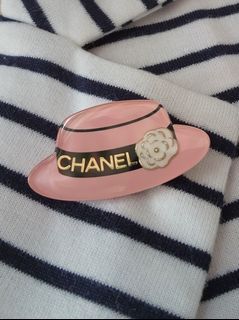 Authentic Chanel brooch pink classic coco chanel hat