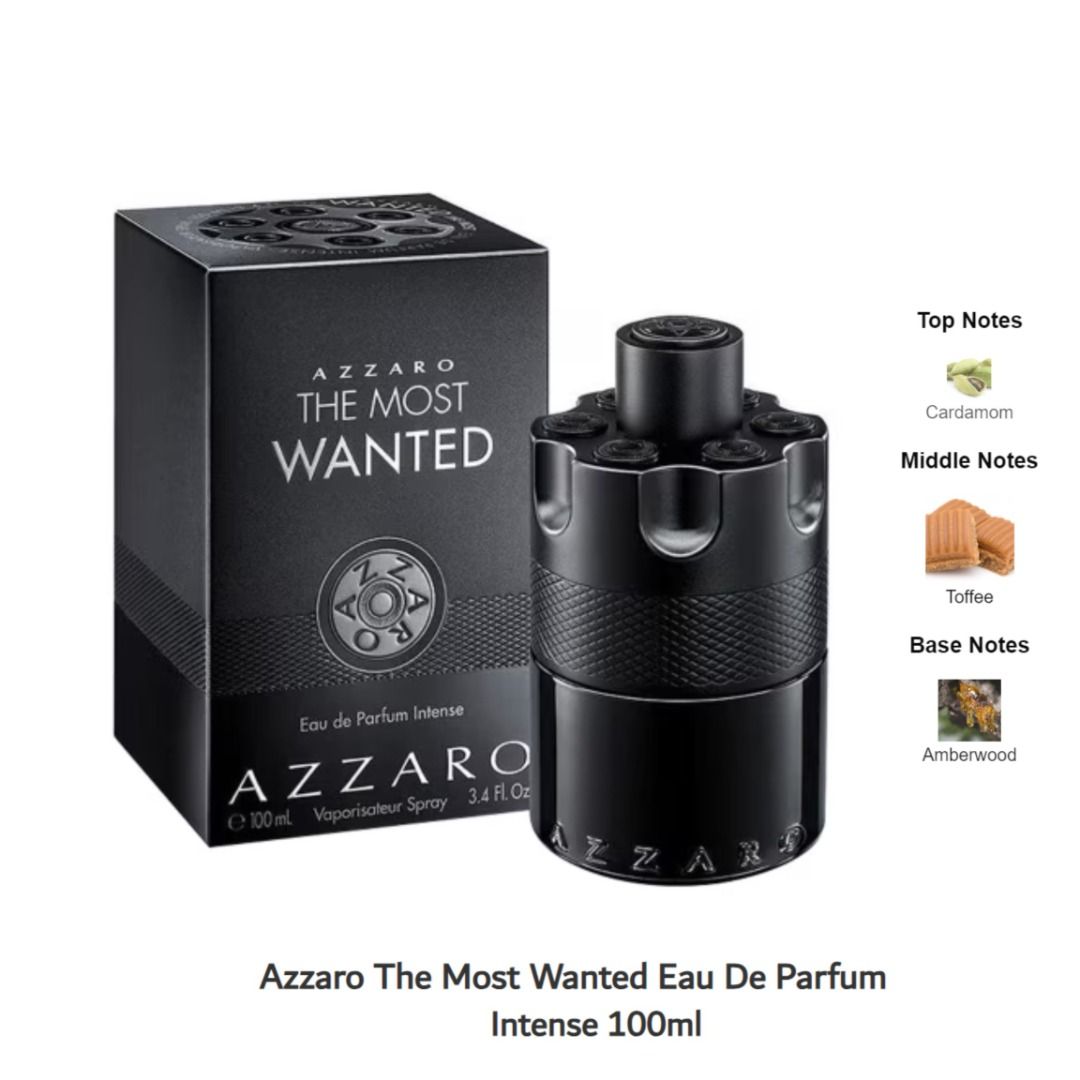 Azzaro The Most Wanted Eau De Parfum Intense 100ml (Category: Fragrance & Deodorants) located in Pasay City. Submitted by bluesky_24 (Listing ID 1305883796, Image 1). Description: One of the highly reviewed perfumes in fragnatica Authentic, brand new, and sealed. Currently sells for 120$.
