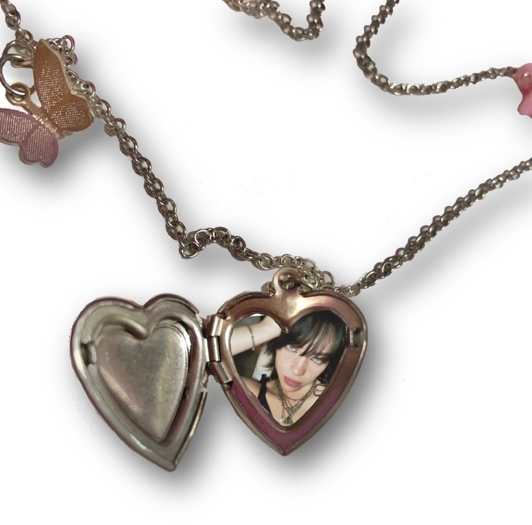 Billie Eilish Love Heart Locket Necklace Billie Eilish Hit Me Hard and Soft Handmade Necklace Jewellery Customisable