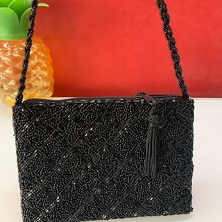 Black Beaded Micro Bag