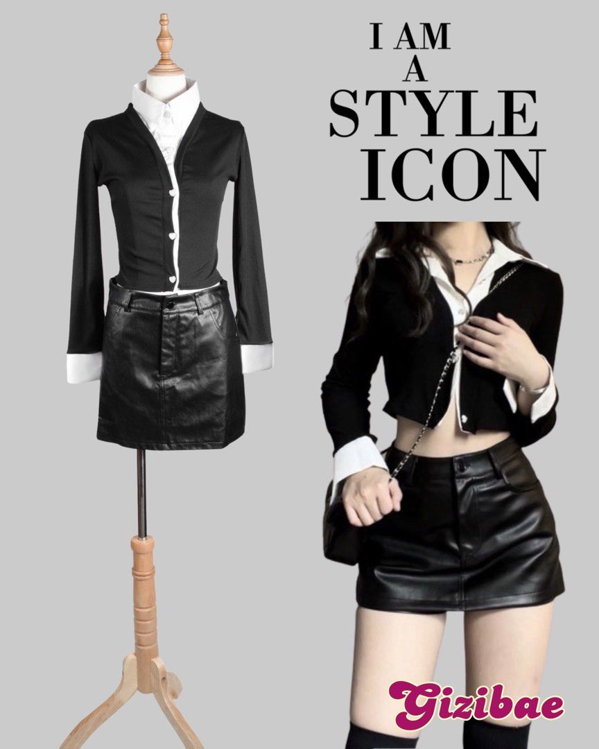 Cardigan with leather 2025