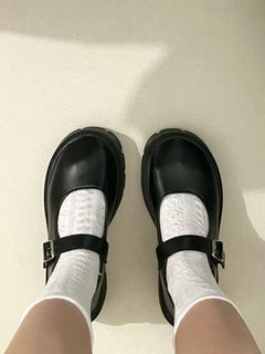 Classic Black Matte Lolita Japanese Wedge Loafers Platform School Shoes HT: coquette cosplay casual cute fashion uniform footwear