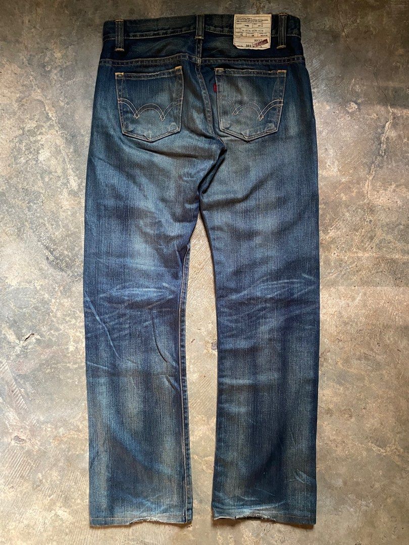 Edwin Pants (Category: Jeans) located in Davao. Submitted by wabadgetthrift (Listing ID 1305918358, Image 2). Description: Edwin Pants Size 29 on tag 32 on tape Length 40, leg opening 8.5 Minor issue scratch lower back part Overall good condition 450 plus sf Dm interested 📩.