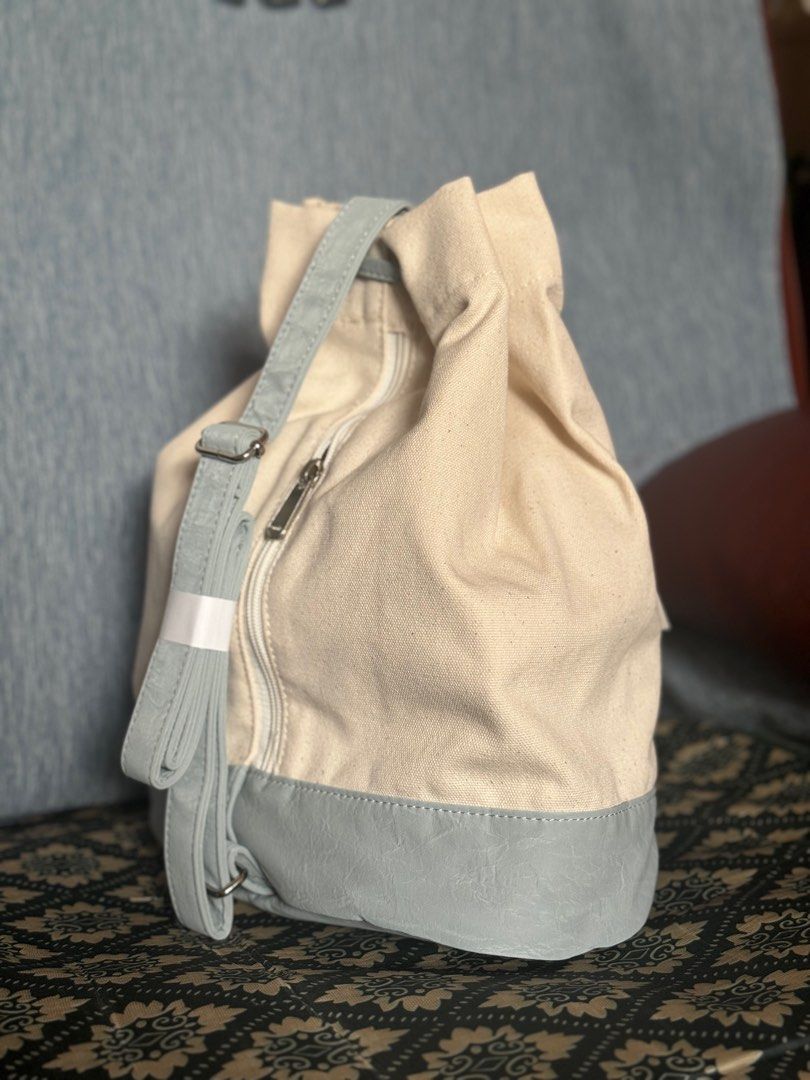 韓國EMIS CANVAS MARINE BAG (Ivory Blue) 韓國正版潮牌水桶袋斜