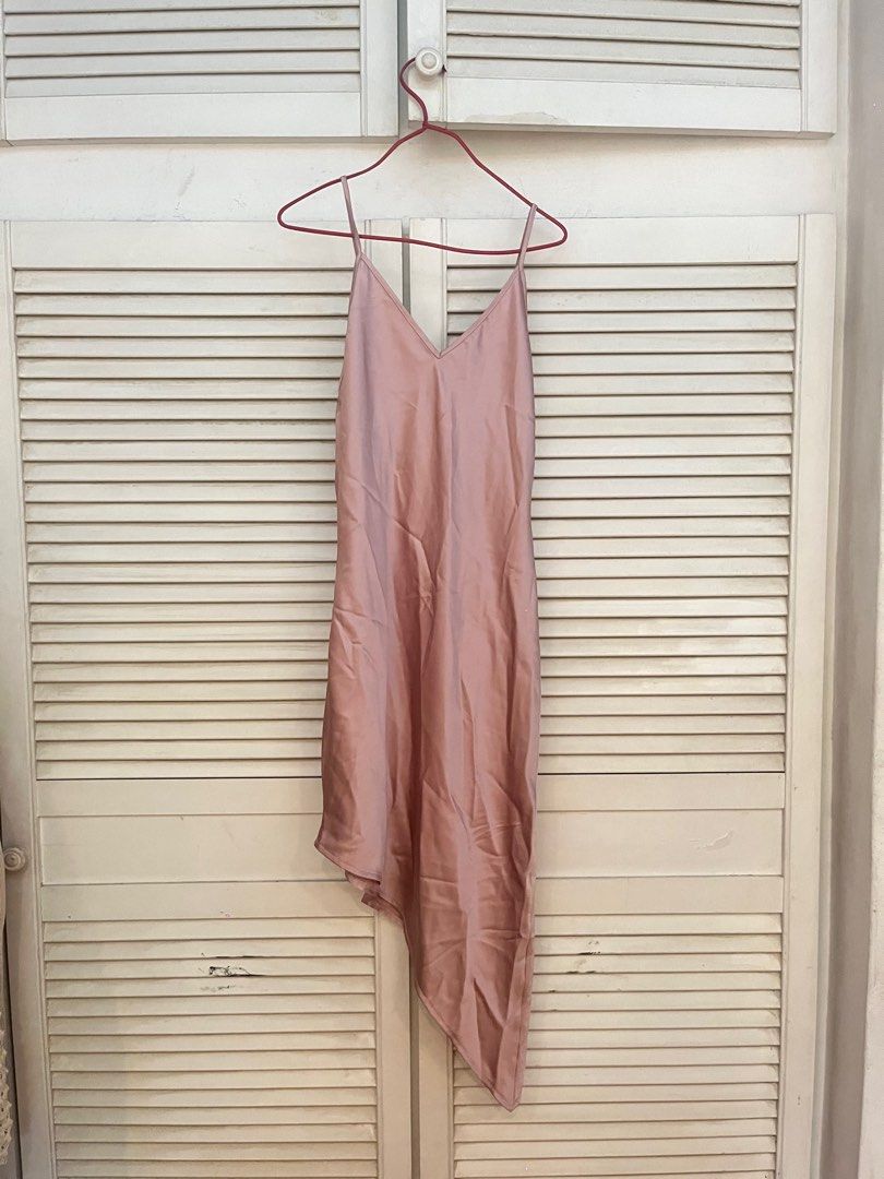 flounce london pink dress Flounce London satin flutter sleeve midi dress in hot pink jacquard