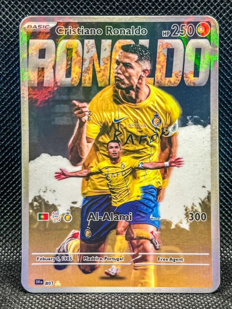 Footballers Special Art Pokemon Cards (Cristiano Ronaldo, Messi, Salah,  Palmer, Rice, Neymar), Hobbies & Toys, Toys & Games on Carousell