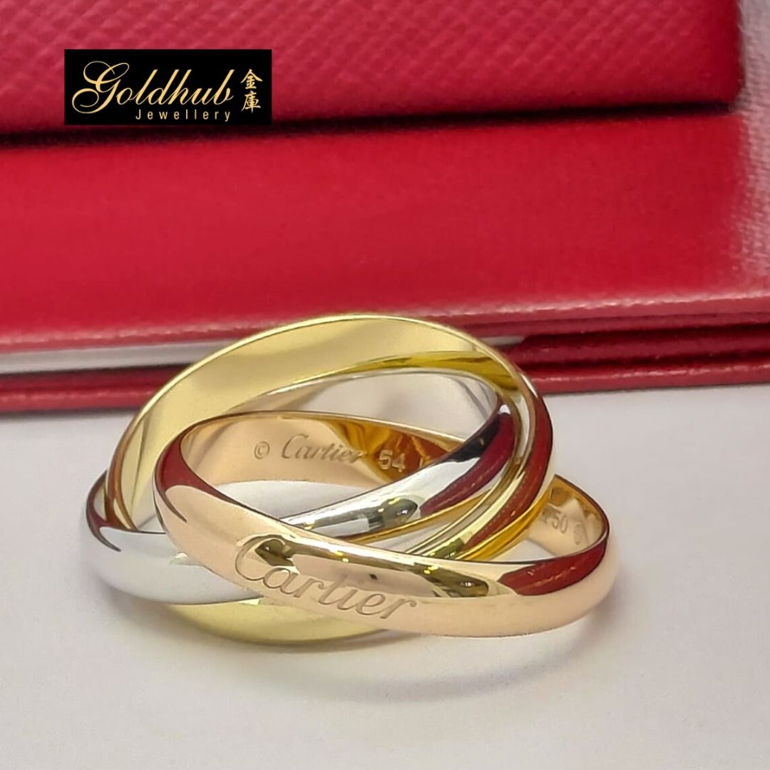Full Set Size 54 Cartier Trinity Ring in 750 Trio Colours Classic Model With Box and Certificate GR00599 Luxury Accessories on Carousell