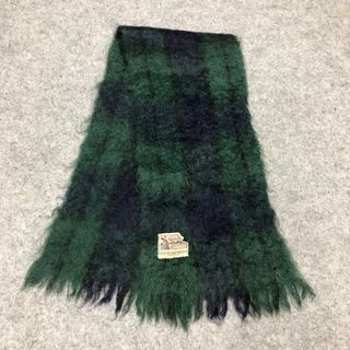 GLEN CREE Great Britain Vintage 100% Mohair Made in Scotland Knitted Knit Muffler Fringe Tassel Scarf Scarves Winter Snow