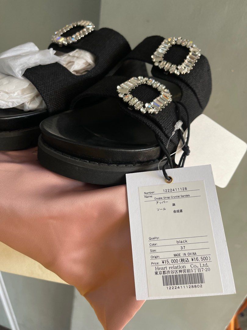 Double Strap Crystal Sandals / herlipto Herlipto Trois Tweed