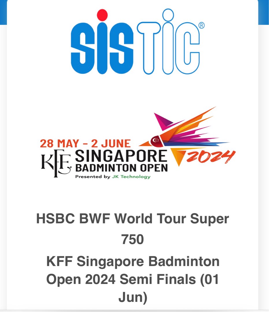 HSBC BWF World Tour Super 750 KFF Singapore Badminton Open 2024 Semi