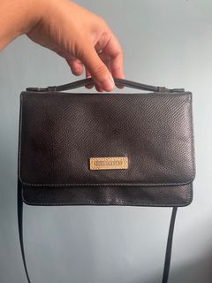 Hugo Valentino Classic Collection Crossbody Purse Black Gold Clutch Leather Bag Organizer Wallet Preloved