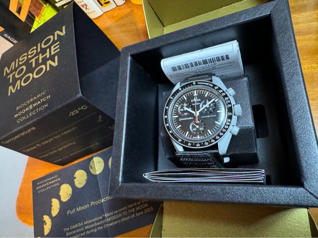 RARE OMEGA Swatch Mission to Moonshine Gold Moonswatch Strawberry Moon Luxury Watches on Carousell