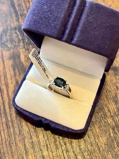 Palladium Green gem Ring with Diamonds