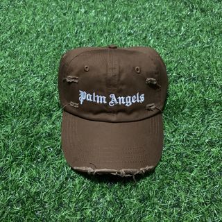 Palm Angels Ripped Logo Hat Brown