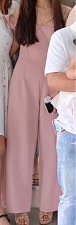 Pink Off Shoulder Jumpsuit (material is like apartment 8) - FOR RENT ONLY