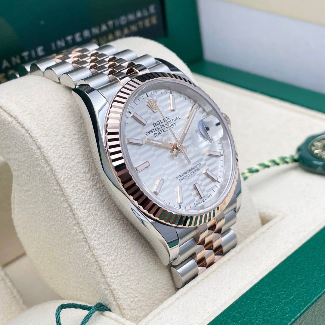 Rolex Datejust 36mm Everose Silver Fluted Motif Dial Jubilee Bracelet DJ36 126231 Swiss Connection Watches Luxury Watches on Carousell