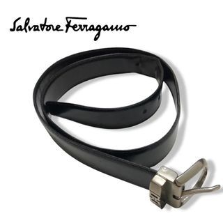 Salvatore Ferragamo Leather Belt Black Gancini Original Vintage