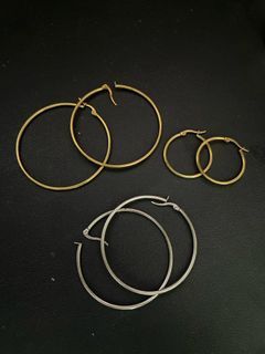 Set of gold and silver hoop earrings