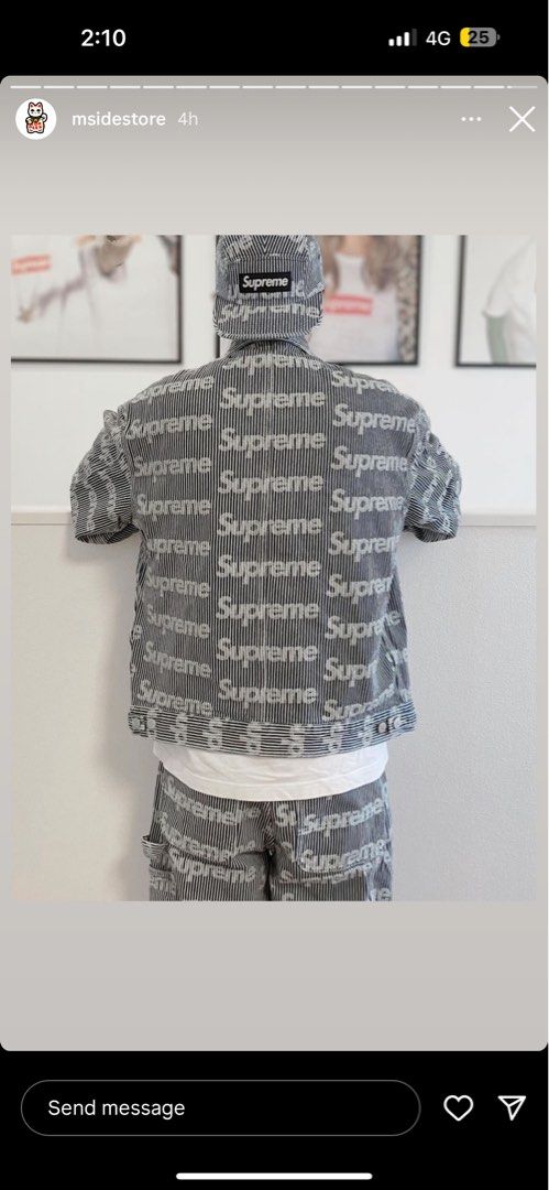 Size S fits M supreme denim chore trucker jacket strip, Men