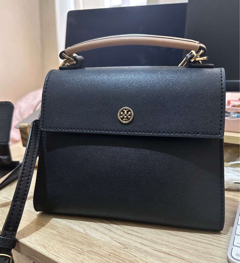 Authentic Tory Burch Small Parker Satchel in Black Women s Fashion Bags Wallets Cross body Bags on Carousell