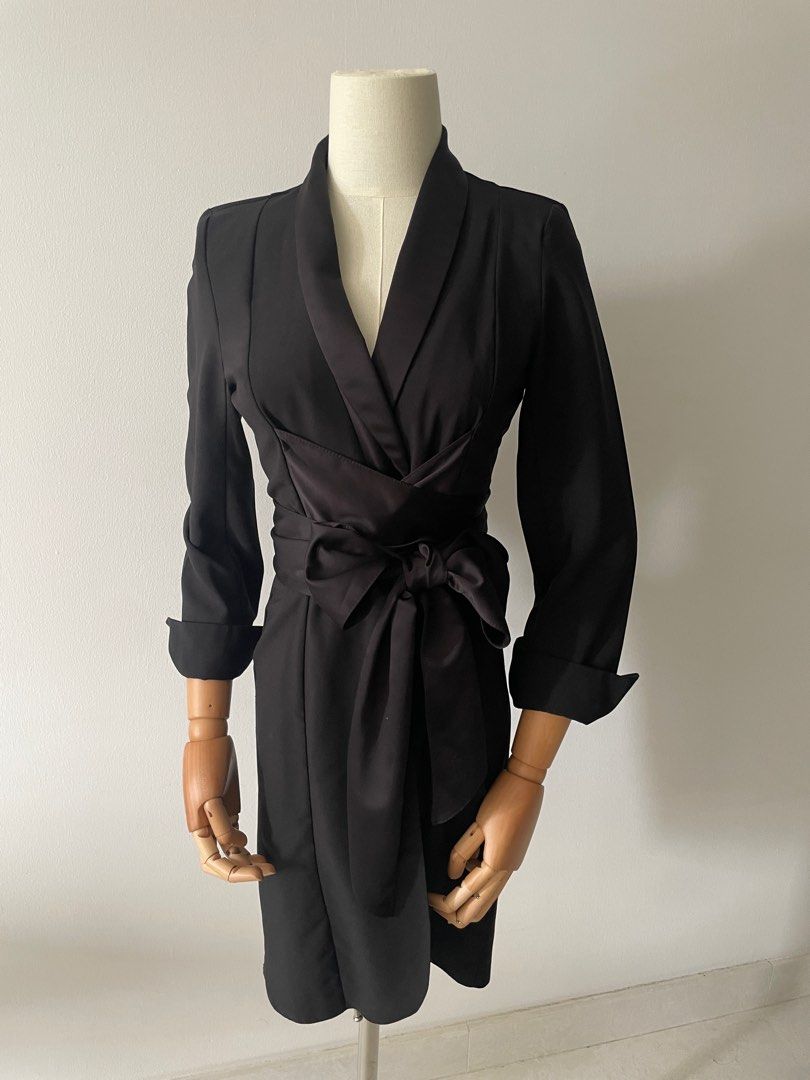 Asos design mini tux dress with self tie belt new arrivals