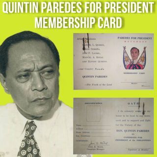 (ULTIMATE RARE) Quintin Paredes For President Membership Card