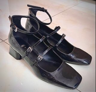 Zara Black Mary Janes Platform Heels