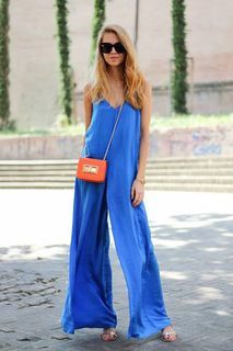 Zara Jumpsuits Satin V-neck in Blue