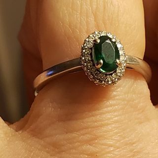14k wg vintage emerald ring size 6,