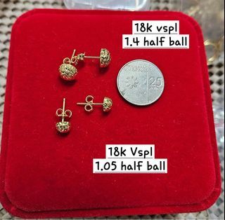 18K Saudi Gold half ball diacut earrings