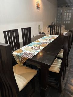 6-seater Dining Set Russian Pine Wood Moving Out SALE