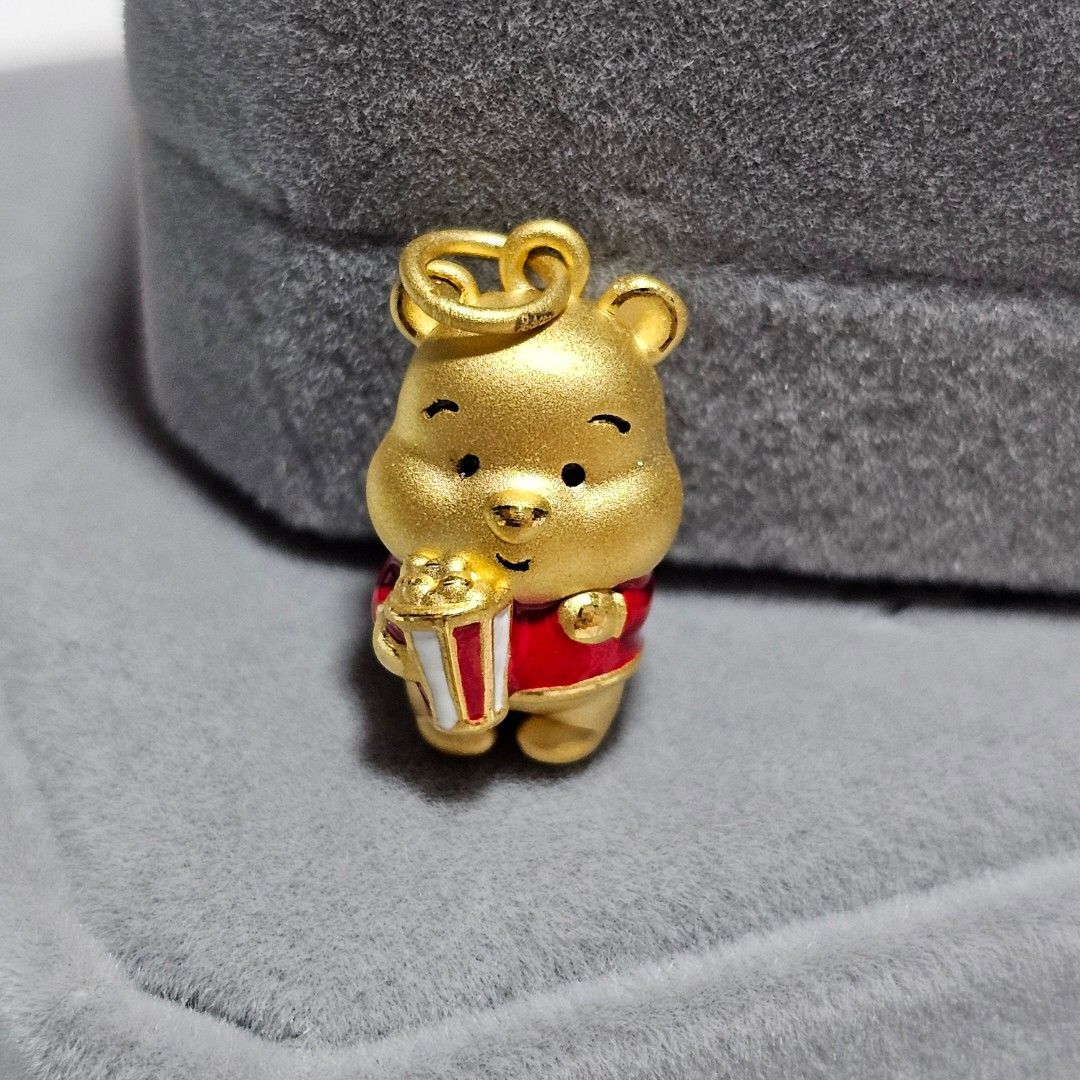 999 Gold Pendant Popcorn Winnie the Pooh Bear