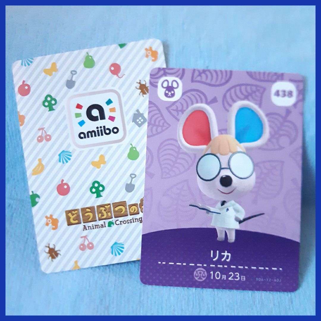 ACNH Amiibo Cards (Petri and Pippy) (Category: Raw Singles) located in General Trias. Submitted by kaorurunss (Listing ID 1301466745, Image 3). Description: Cards are in Japanese but they work as normal in English versions of the game! Names are Lotta (Pippy) and Rika (Petri) Can be scanned in The Roost, Camping (Resident Services), and the photo studio in Harvey's Island ✌ Please see the photos for ingame shots of them~ 200 for both, 100 each :)
