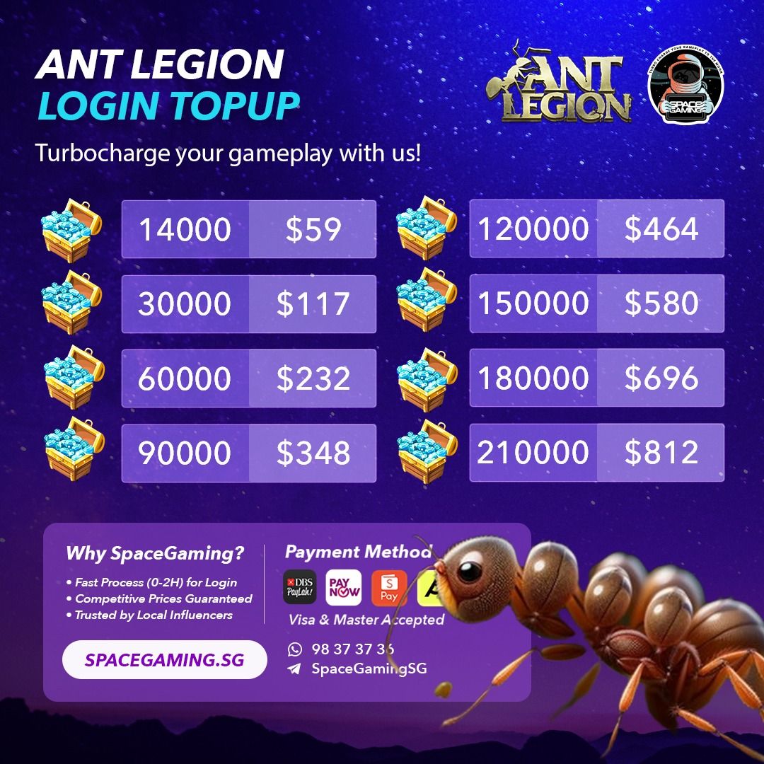 Ant Legion Gems Cheap Topup [Login Required], Video Gaming, Gaming  Accessories, In-Game Products on Carousell