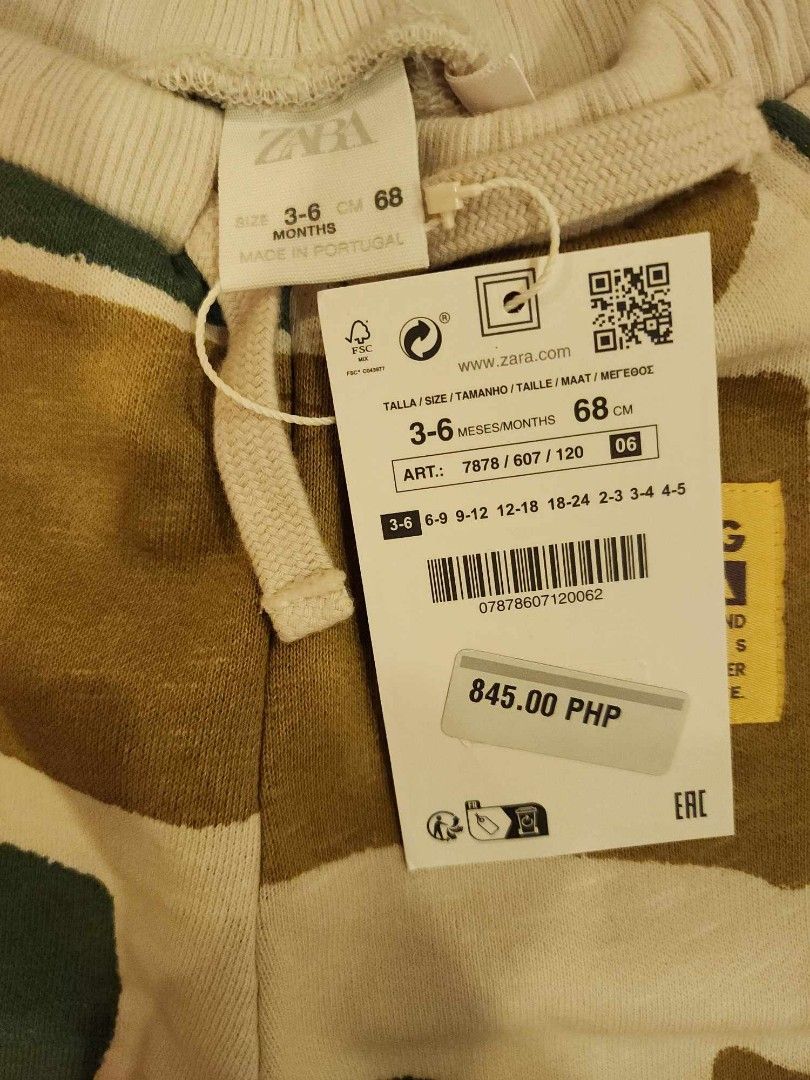 Authentic Zara Pants for baby boy (Category: Babies & Kids Fashion) located in Manila. Submitted by allthingsloved28 (Listing ID 1301433779, Image 2). Description: Authentic Zara Pants - Joggers - 290 (size: 3 - 6 months; 68cm) loc: Paranaque Shipping c/o buyer via Grab / Lalamove.