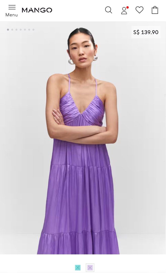 mango purple satin dress Mango