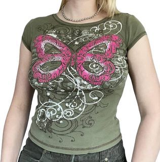 BUTTERFLY GRAPHIC Y2K TEE